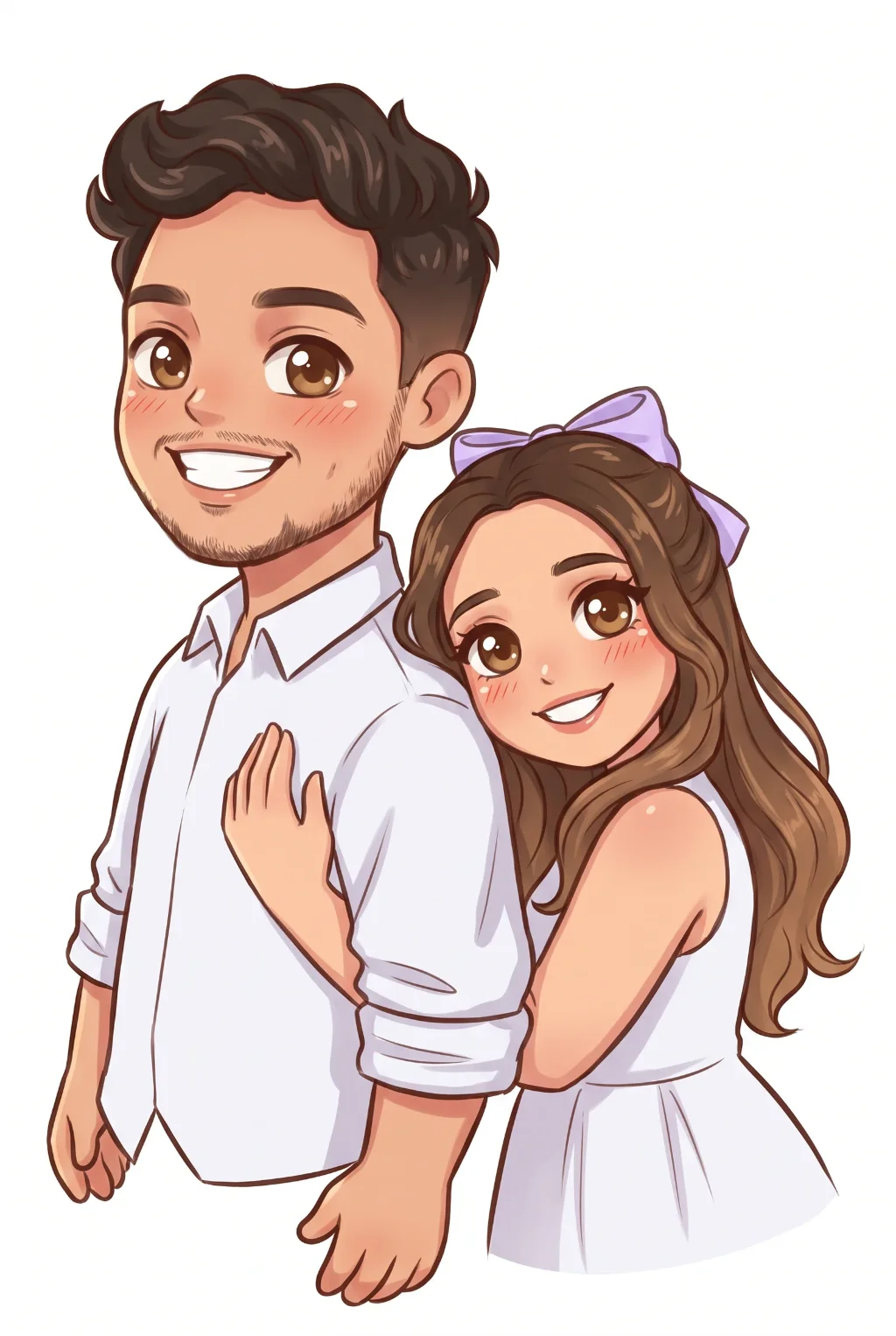 Le même couple transformé en portrait chibi