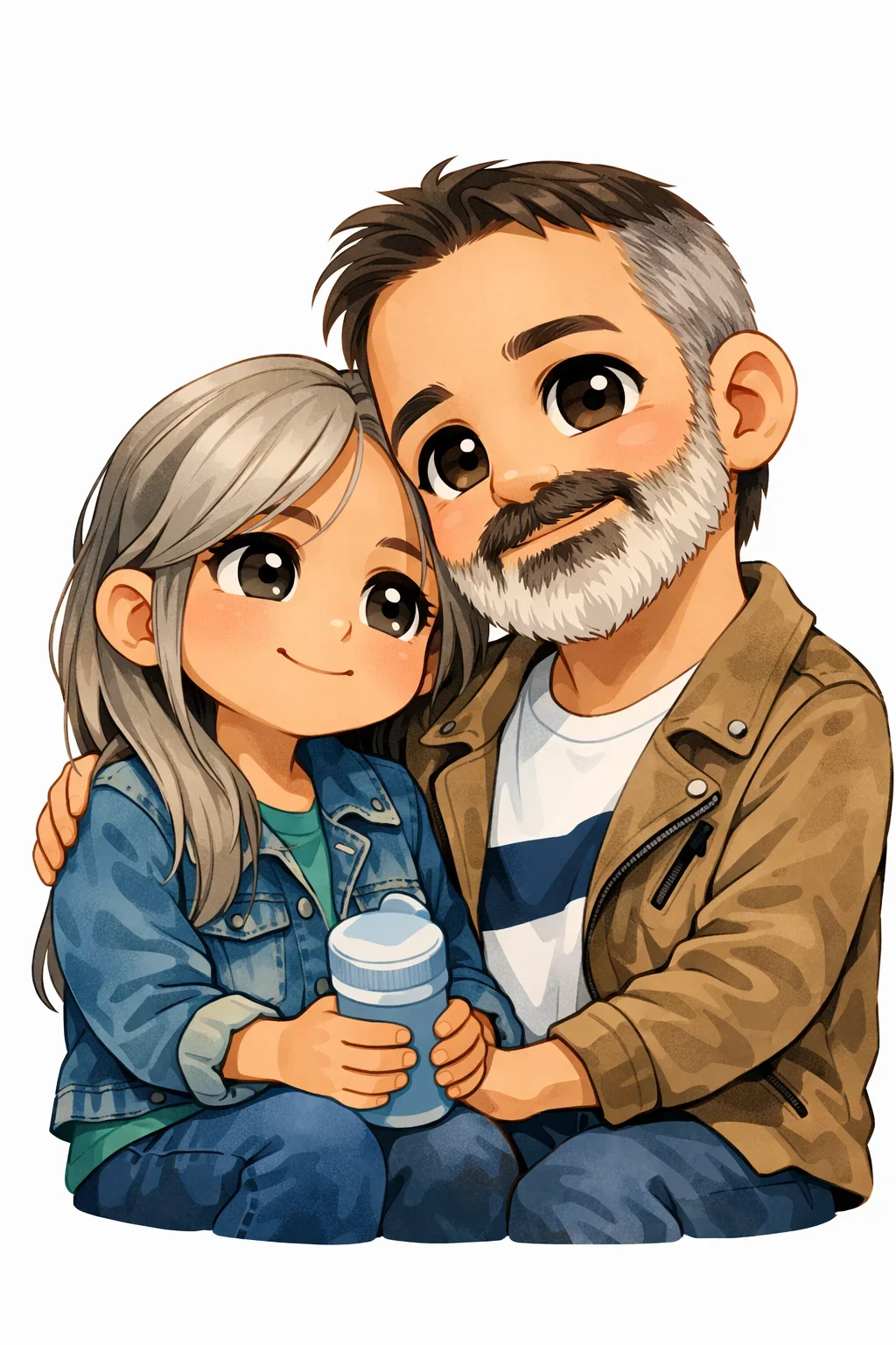 Le même couple transformé en portrait chibi